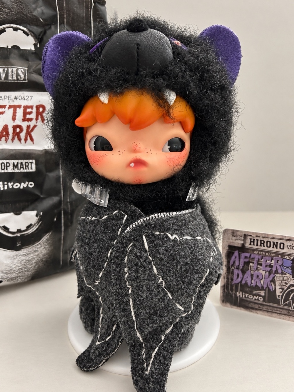 Hirono After Dark “Upside Down”  Bat Plush Pendant. (2026). Magnetic Feature.